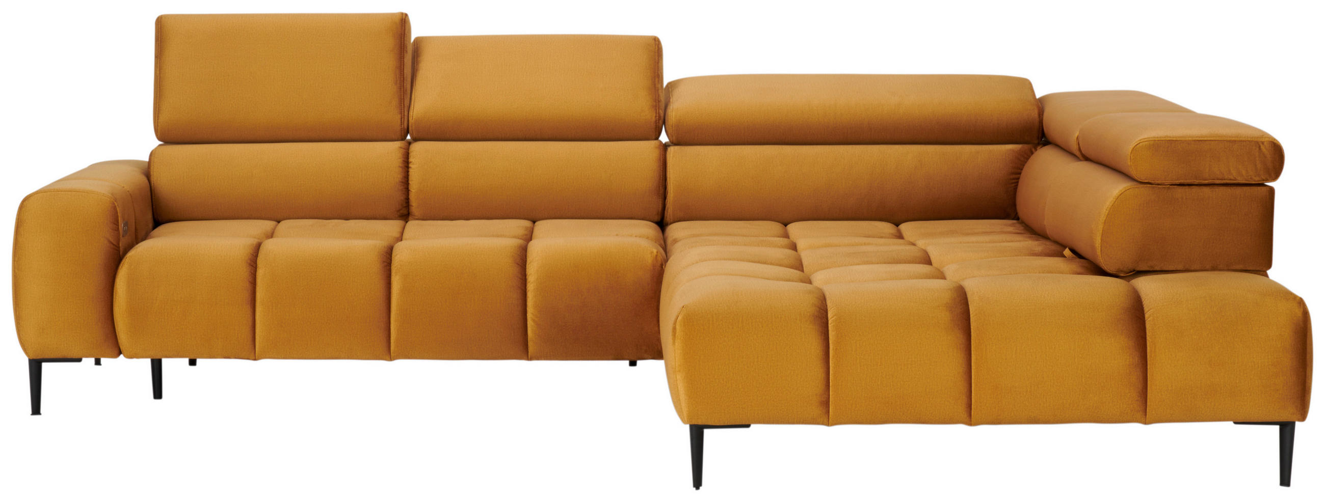 ECKSOFA in Webstoff Currygelb  - Currygelb/Schwarz, Design, Textil/Metall (300/216cm) - Welnova