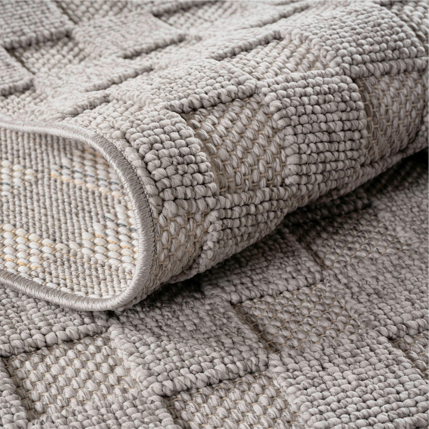 Thumbnail - Ayyildiz  Flachwebeteppich Helix, Silber, Textil, Karo, rechteckig, 140x200 cm, für Fußbodenheizung geeignet, lichtunemp...