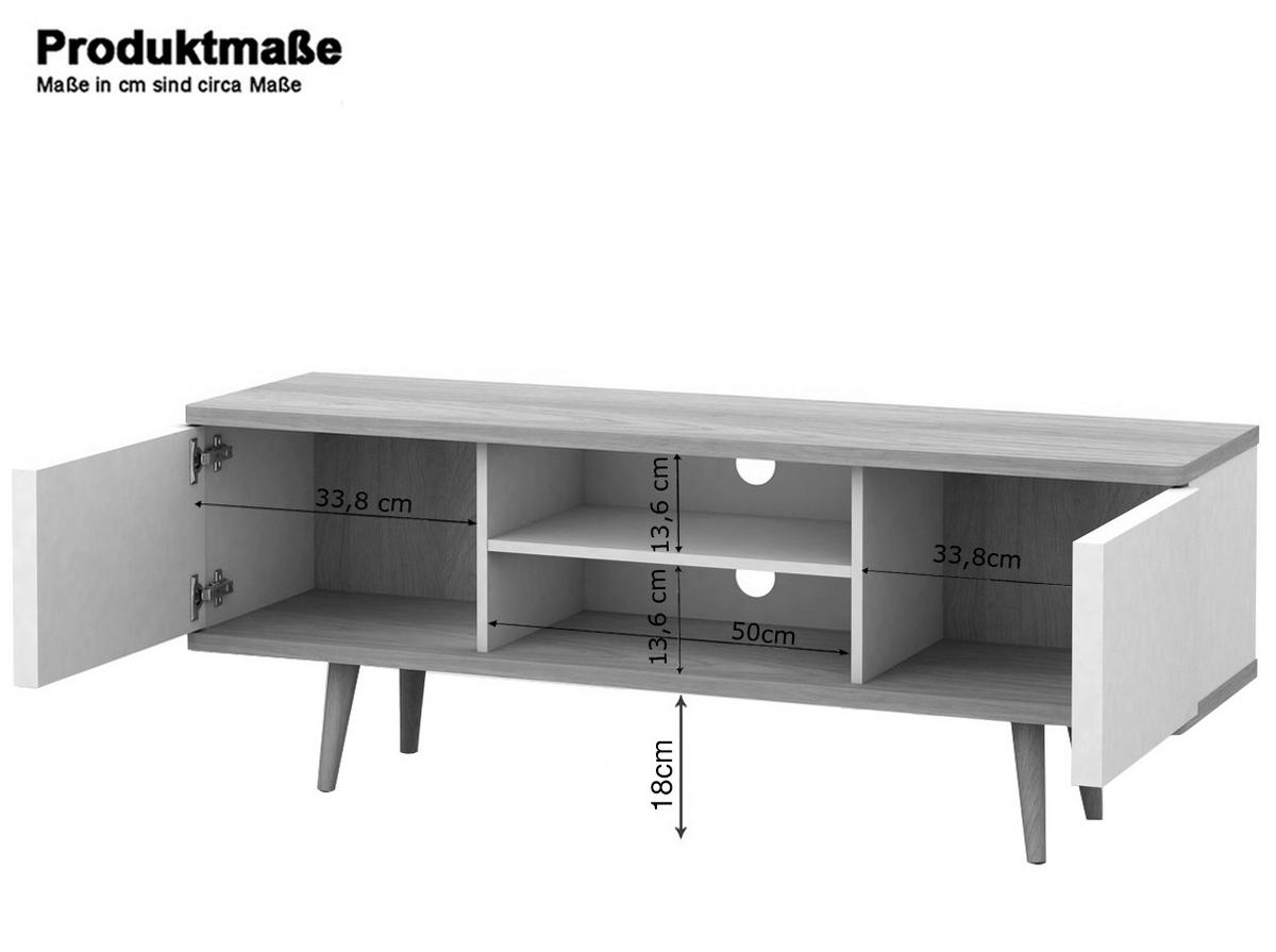 LOWBOARD Alandra  in 140/52/39 cm  - Eichefarben/Creme, Design, Holzwerkstoff (140/52/39cm) - MID.YOU