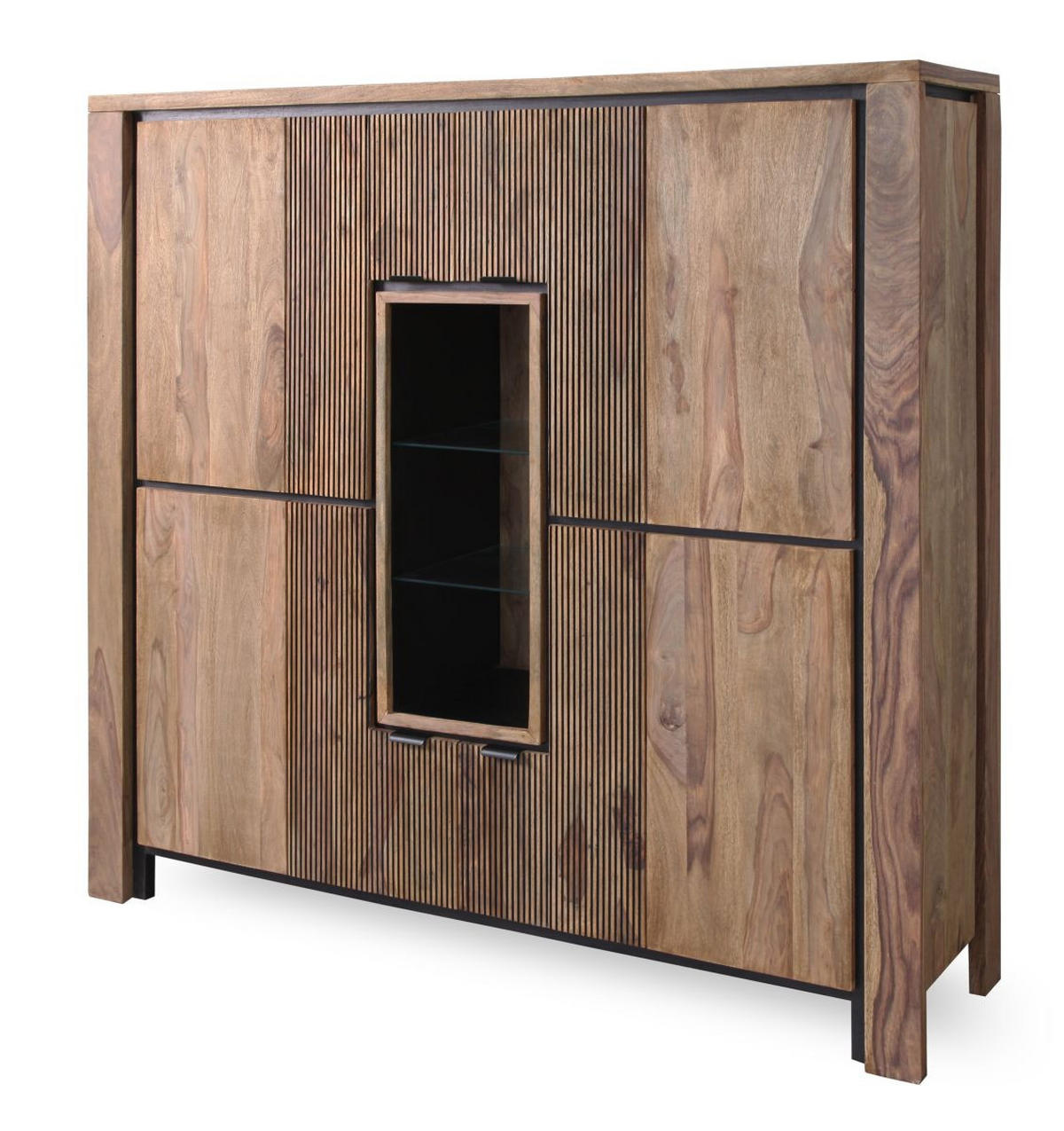 HIGHBOARD  in 150/150/45 cm  - Schwarz/Naturfarben, MODERN, Glas/Holz (150/150/45cm) - Livetastic