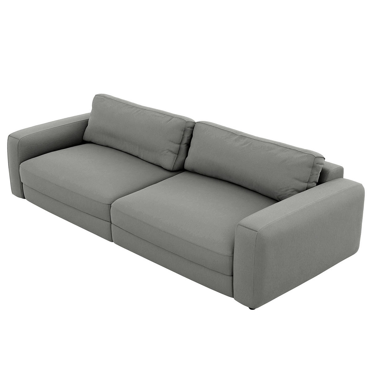 BIGSOFA in Cord Dunkelgrau  - Dunkelgrau/Schwarz, MODERN, Kunststoff/Textil (264/84/125cm) - Trendmanufaktur