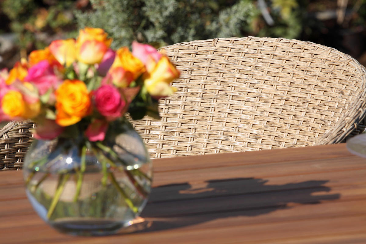 GARTENGARNITUR   - Akaziefarben/Teakfarben, Basics, Holz/Kunststoff (180/90/76cm) - Gardenson