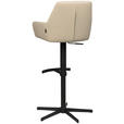BARHOCKER Echtleder Beige Eisen Sitzfläche 360° drehbar, inklusive Armlehnen  - Beige/Schwarz, Design, Leder/Metall (54/99-117/52,5cm) - Novel