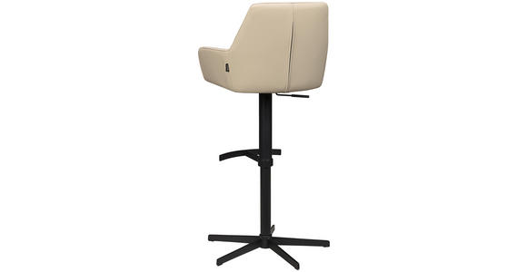 BARHOCKER Echtleder Beige Eisen Sitzfläche 360° drehbar, inklusive Armlehnen  - Beige/Schwarz, Design, Leder/Metall (54/99-117/52,5cm) - Novel