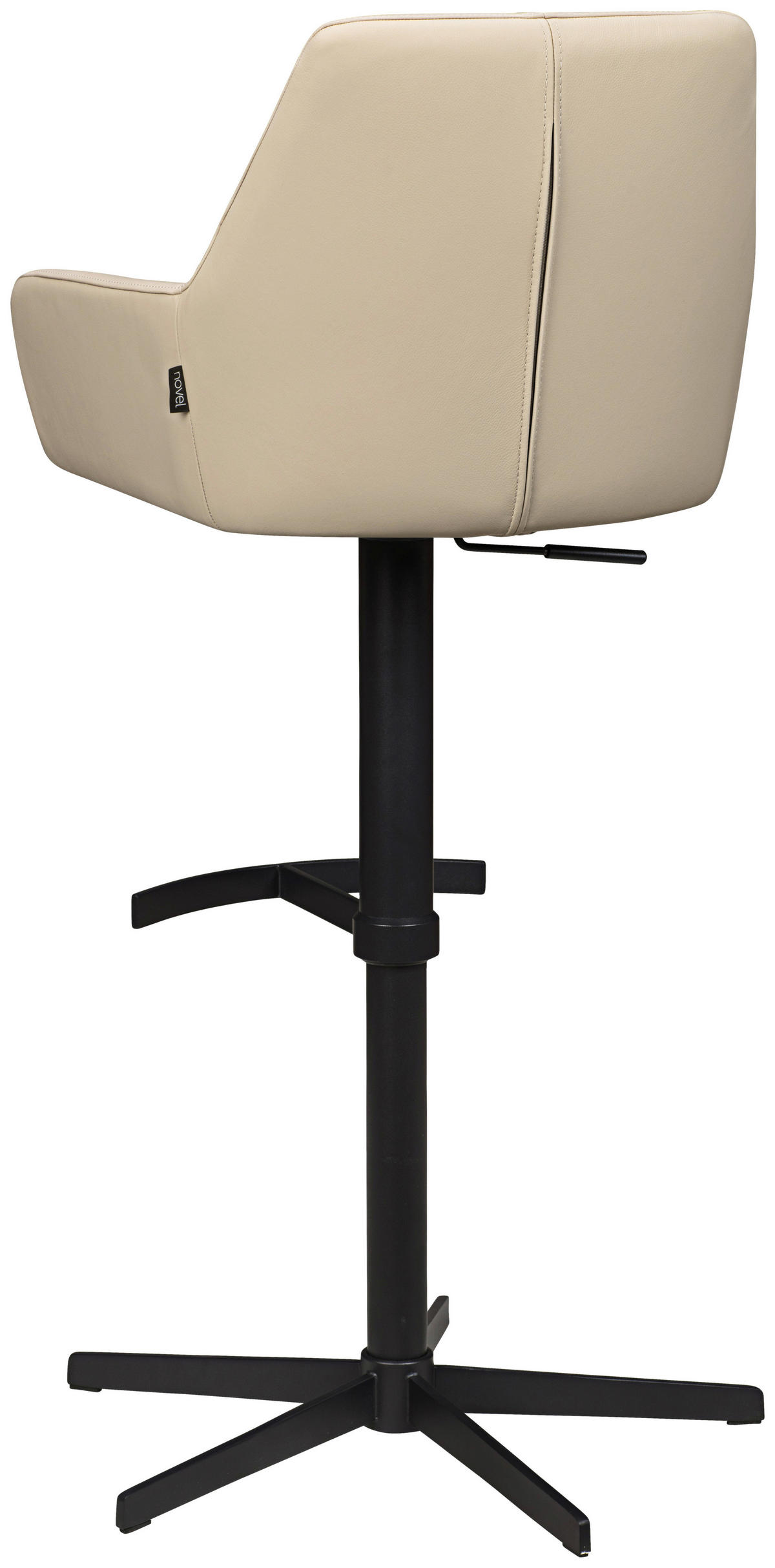 BARHOCKER Echtleder Beige Eisen Sitzfläche 360° drehbar, inklusive Armlehnen  - Beige/Schwarz, Design, Leder/Metall (54/99-117/52,5cm) - Novel