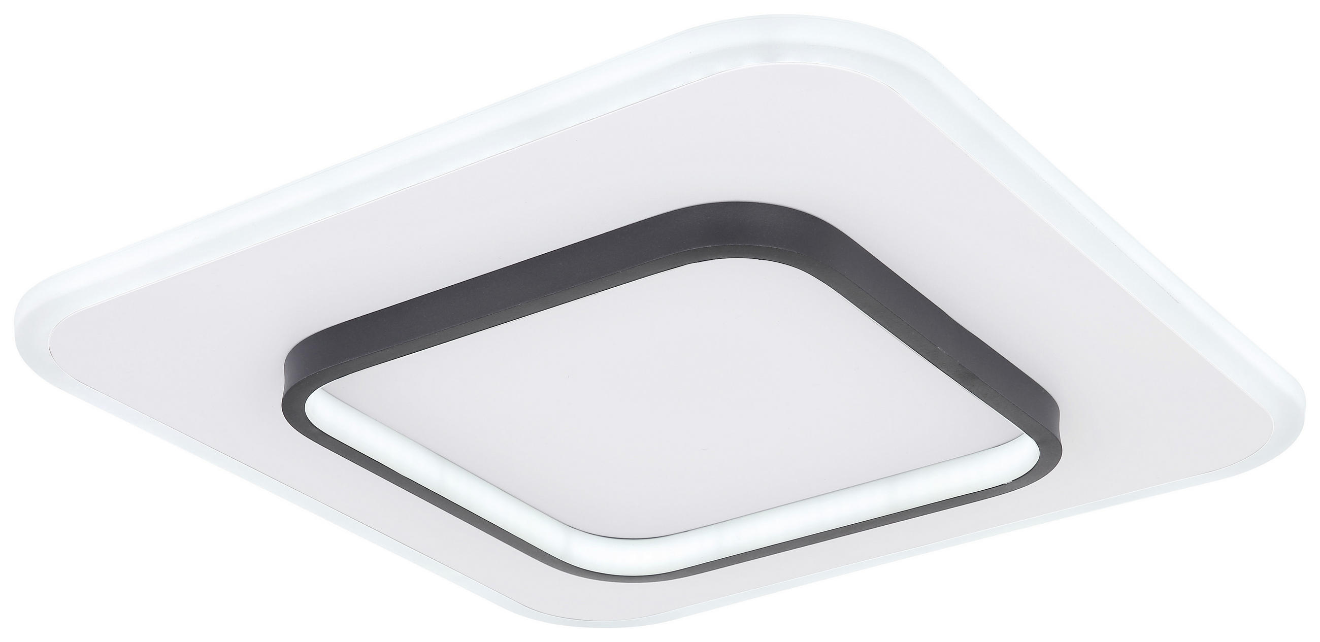 LED-DECKENLEUCHTE Lima 45,8/45,8/6 cm   - Opal/Schwarz, Basics, Kunststoff/Metall (45,8/45,8/6cm) - Globo