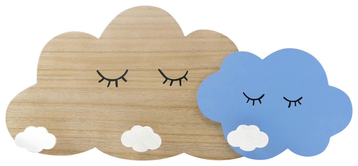 GARDEROBENLEISTE  in Kiefer Blau, Naturfarben, Weiss  - Blau/Weiss, Design, Holz/Holzwerkstoff (49/22/5cm) - My Baby Lou