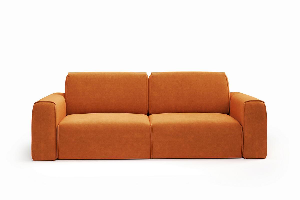 SCHLAFSOFA Tuzzi  mit Schlafen auf Sitzhöhe Velours Orange  - Schwarz/Orange, Basics, Kunststoff/Textil (252/94/105cm) - Livetastic