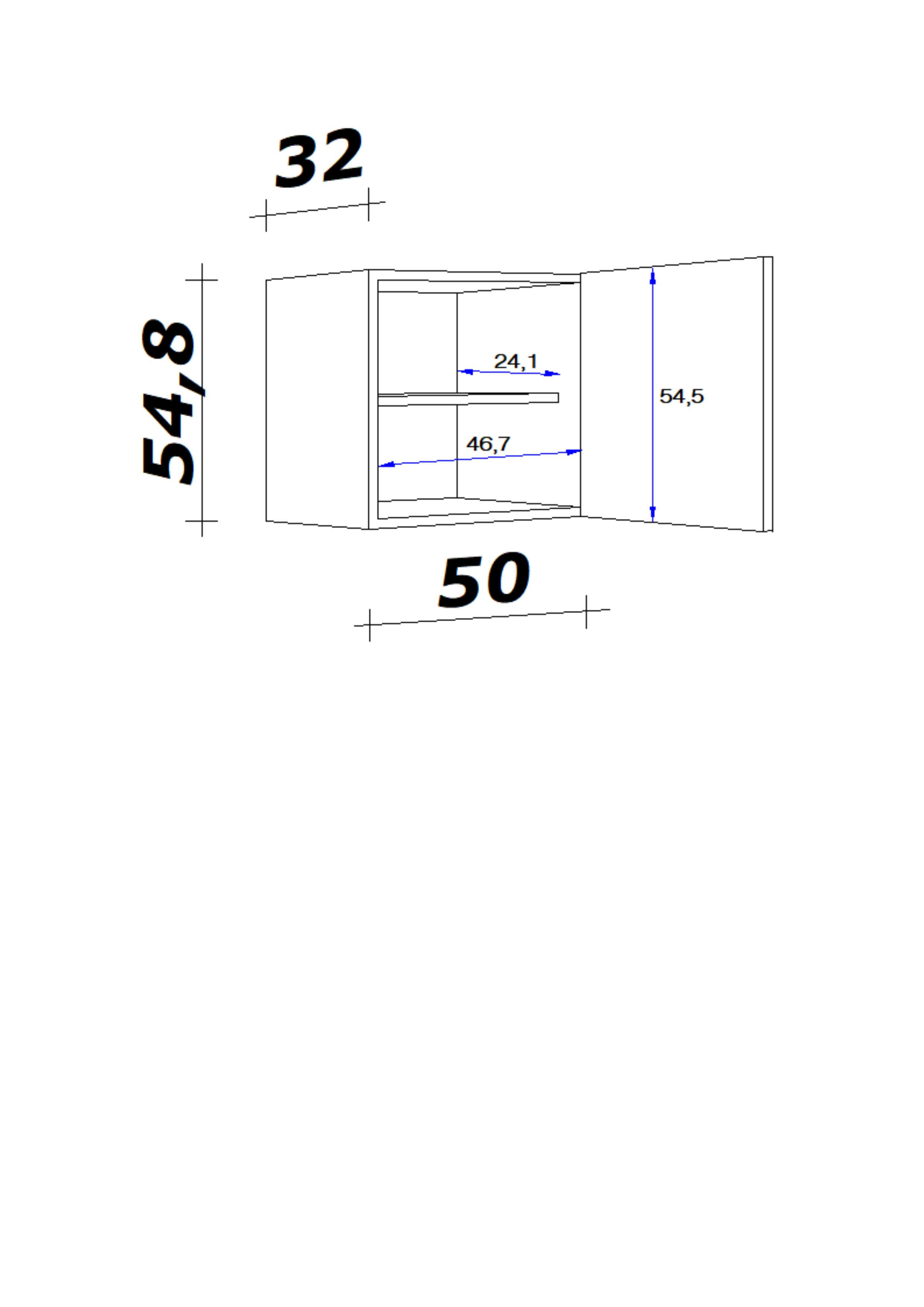 KÜCHENOBERSCHRANK 50/54,8/32 cm  in Eiche San Remo  - Edelstahlfarben/Eiche San Remo, MODERN, Holzwerkstoff/Metall (50/54,8/32cm) - FlexWell