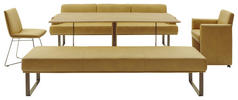 SITZBANK 251/84/67 cm Echtleder Gelb, Bronzefarben Metall  - Gelb/Bronzefarben, Design, Leder/Metall (251/84/67cm) - Musterring
