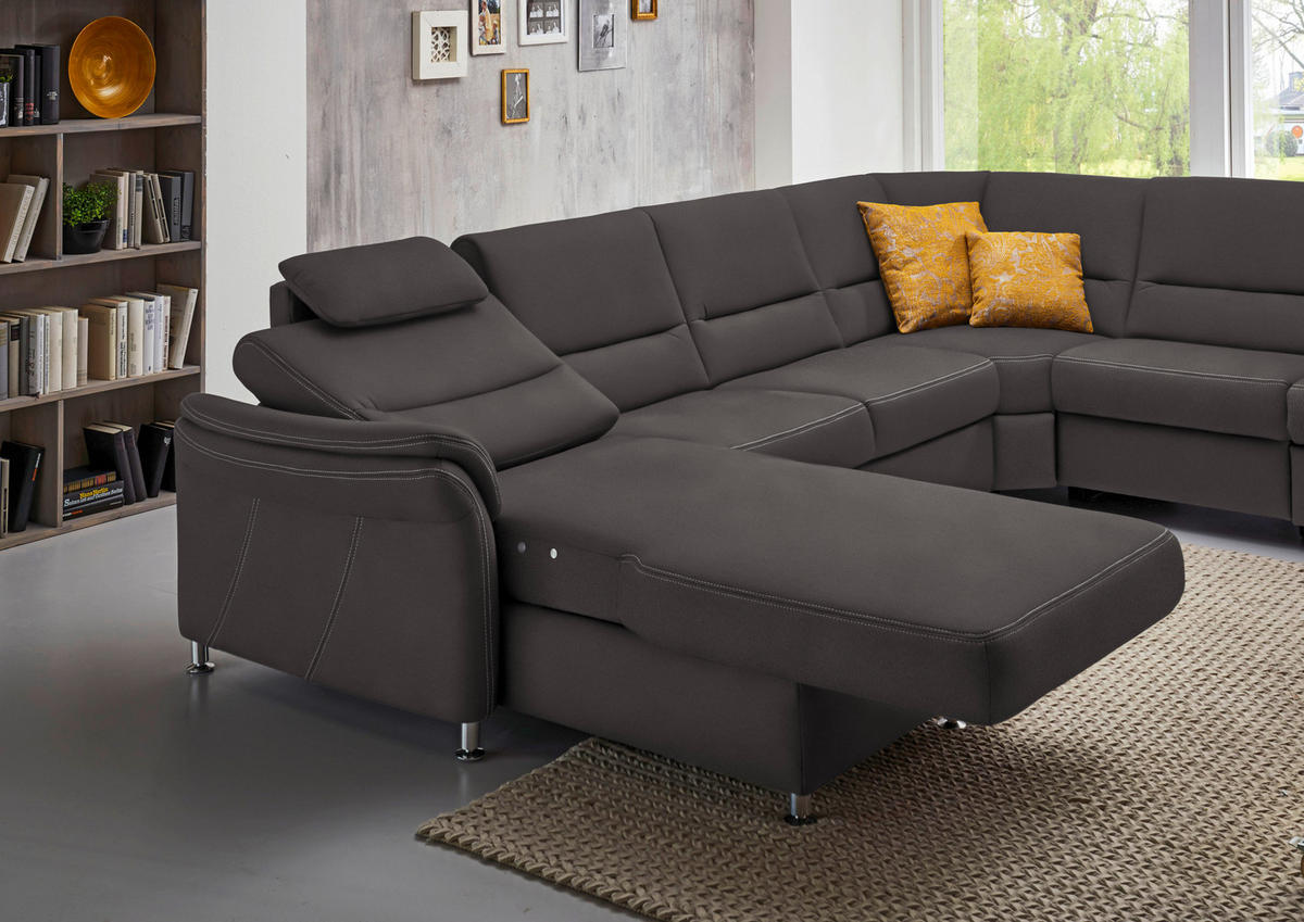 WOHNLANDSCHAFT in Mikrofaser Grau  - Alufarben/Grau, Konventionell, Textil/Metall (173/330/262cm) - Beldomo System