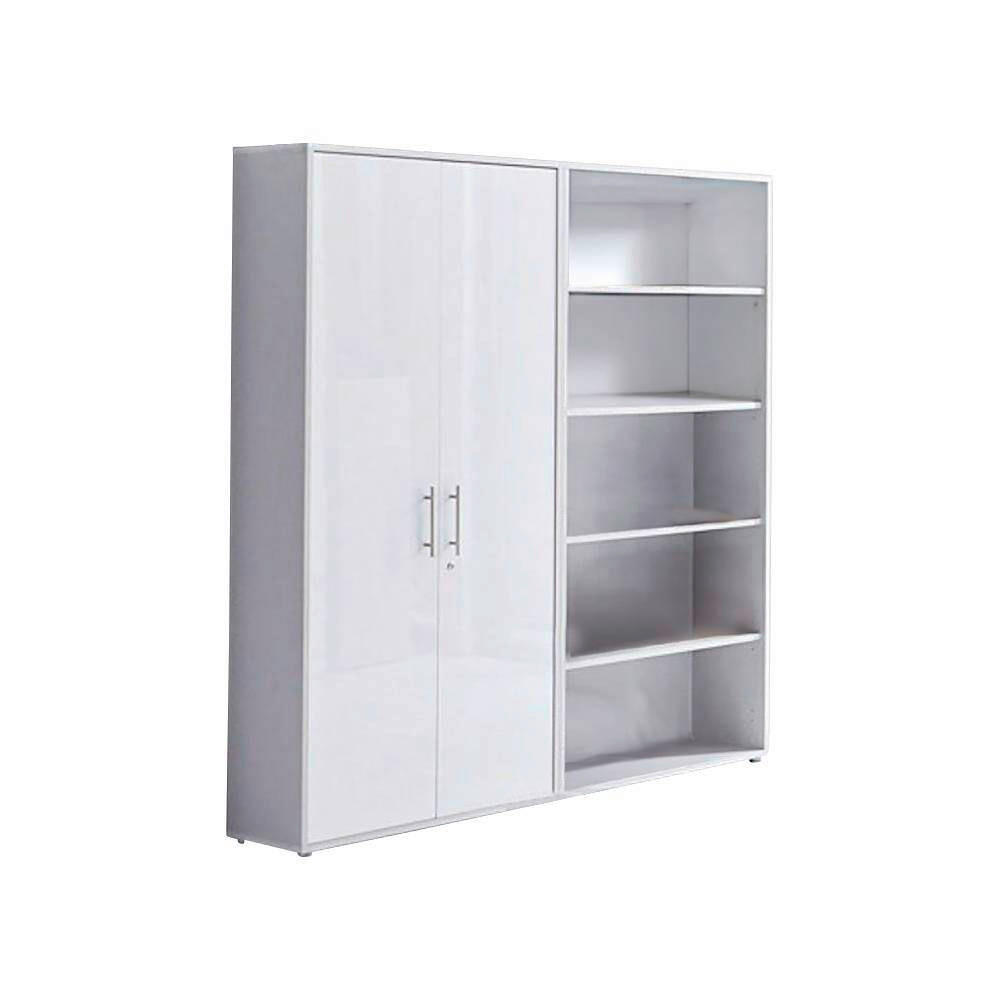 Mid.you Aktenschrank Office Edition - SW Set 1 hoch Grau, Weiß Hochglanz 168.8x185.6x33 cm