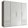 DREHTÜRENSCHRANK Weiss, Eiche San Remo  - Weiss/Silberfarben, Modern, Holzwerkstoff/Kunststoff (206/194/58cm) - Livetastic