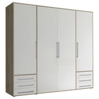 DREHTÜRENSCHRANK Weiss, Eiche San Remo  - Weiss/Silberfarben, Modern, Holzwerkstoff/Kunststoff (206/194/58cm) - Livetastic