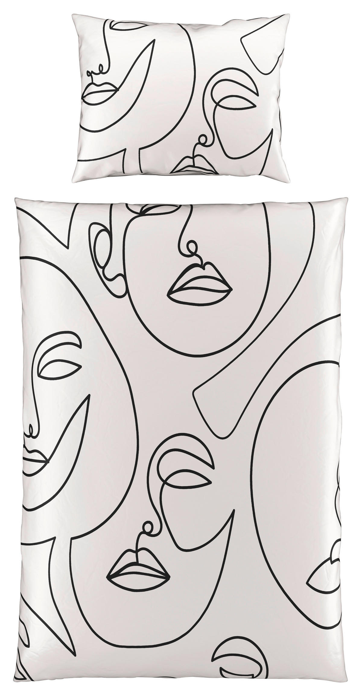 POSTELJINA SA DVA LICA FACES 140/200 cm saten crna, bela  - bela/crna, Osnovno, tekstil (140/200cm) - Esposa