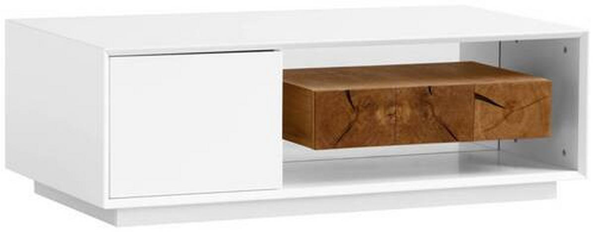 Couchtisch Hasti Eiche furniert rechteckig Weiß, Eichefarben  - Eichefarben/Weiß, Design, Holz/Holzwerkstoff (120/40/60cm) - MID.YOU