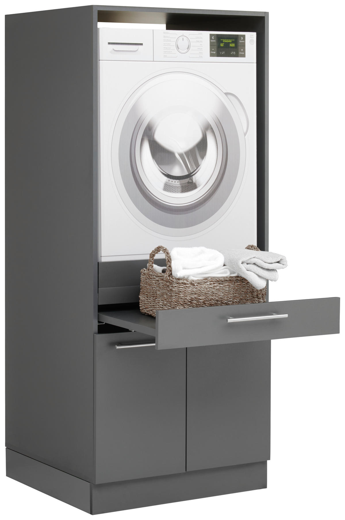 WASCHMASCHINENSCHRANK 67,5/162/67,5 cm  in Anthrazit  - Anthrazit/Silberfarben, Design, Holzwerkstoff/Kunststoff (67,5/162/67,5cm)