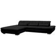 ECKSOFA in Mikrofaser Graphitfarben  - Schwarz/Graphitfarben, Design, Textil/Metall (204/341cm) - Xora