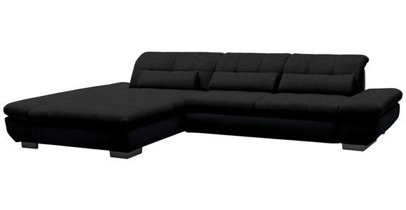 ECKSOFA in Mikrofaser Graphitfarben  - Schwarz/Graphitfarben, Design, Textil/Metall (204/341cm) - Xora