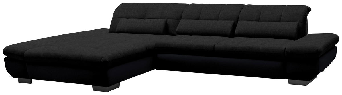 ECKSOFA in Mikrofaser Graphitfarben  204/341 cm  - Schwarz/Graphitfarben, Design, Textil/Metall (204/341cm) - Xora