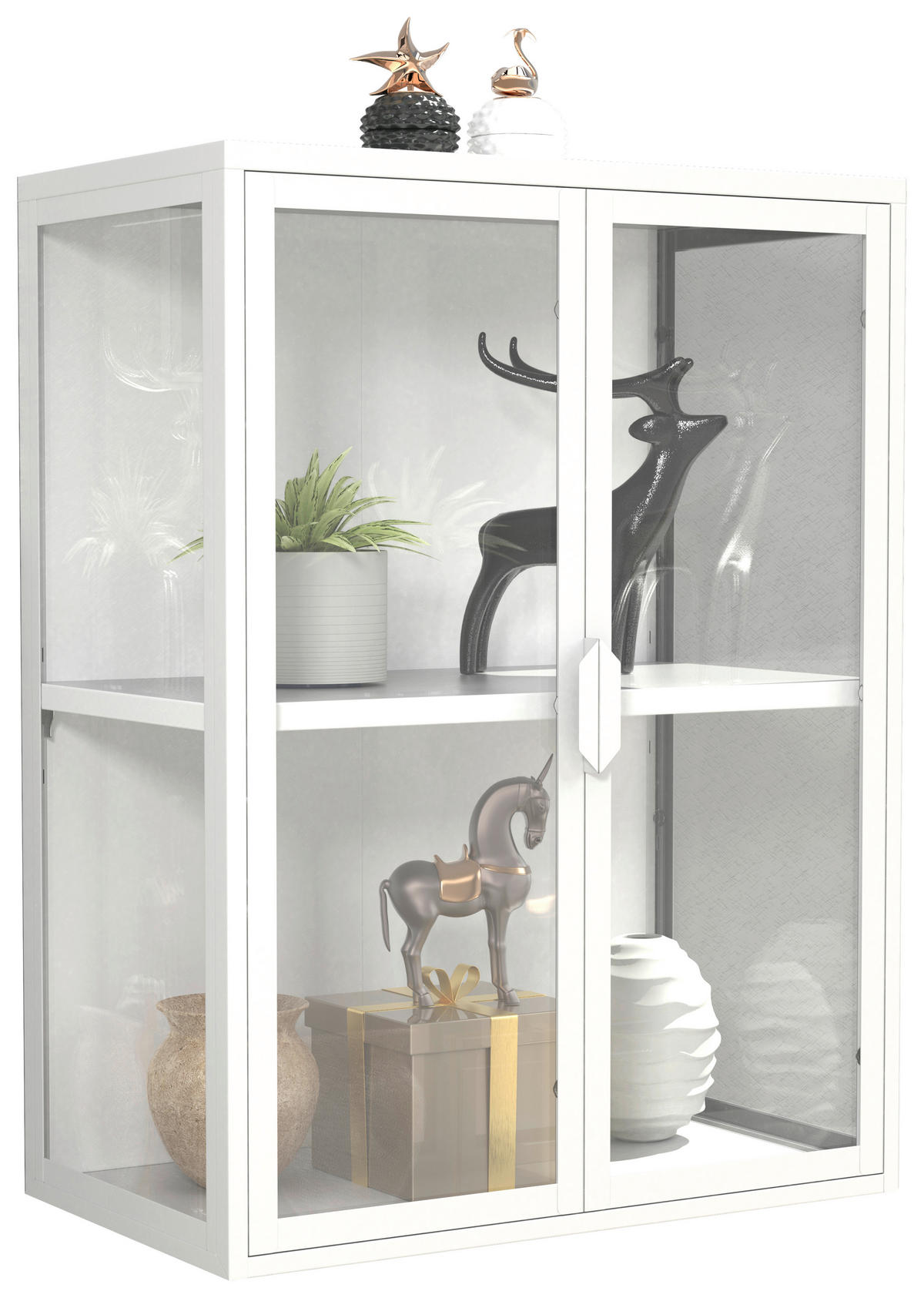 HÄNGEVITRINE in Weiß  - Transparent/Weiß, Design, Glas/Metall (60/80/35cm) - MID.YOU