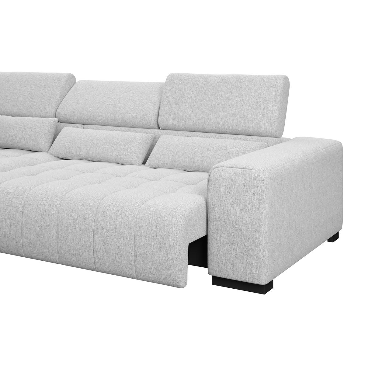 ECKSOFA MATERA Hellgrau Chenille, Struktur Nierenkissen, Kopfteilverstellung, Sitzvorzug  - Hellgrau/Schwarz, Trend, Holz/Textil (226/311cm) - MID.YOU