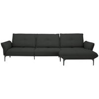 ECKSOFA in Echtleder Anthrazit  - Anthrazit/Schwarz, Design, Leder/Metall (319/182cm) - Valnatura