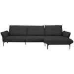 ECKSOFA Florenz in Echtleder Anthrazit  - Anthrazit/Schwarz, Design, Leder/Metall (319/182cm) - Valnatura