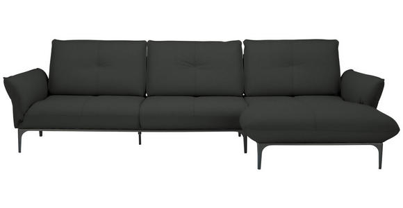 ECKSOFA Florenz in Echtleder Anthrazit  - Anthrazit/Schwarz, Design, Leder/Metall (319/182cm) - Valnatura