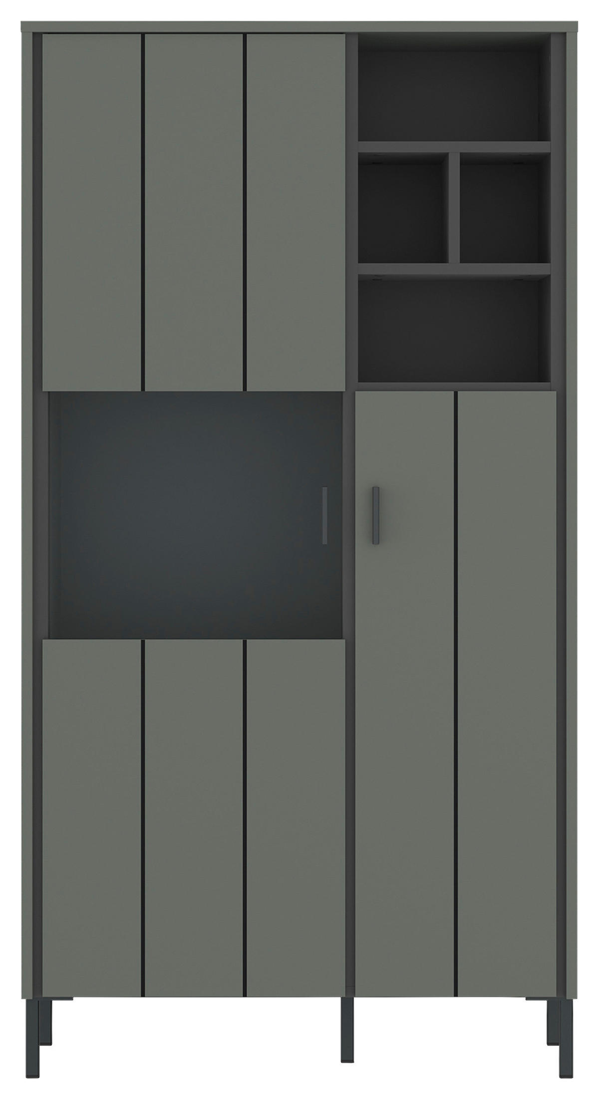 VITRINE in Grau, Grün, Schwarz  - Schwarz/Grau, Design, Glas/Holzwerkstoff (82,1/156/40cm) - Carryhome