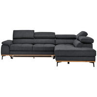 ECKSOFA Webstoff Dunkelgrau  - Dunkelgrau/Schwarz, Natur, Holz/Textil (282/226cm) - Novel
