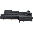 ECKSOFA  in Webstoff Dunkelgrau Bettkasten, Schlaffunktion, Kopfteilverstellung  282/226 cm  - Dunkelgrau/Schwarz, Natur, Holz/Textil (282/226cm) - Novel