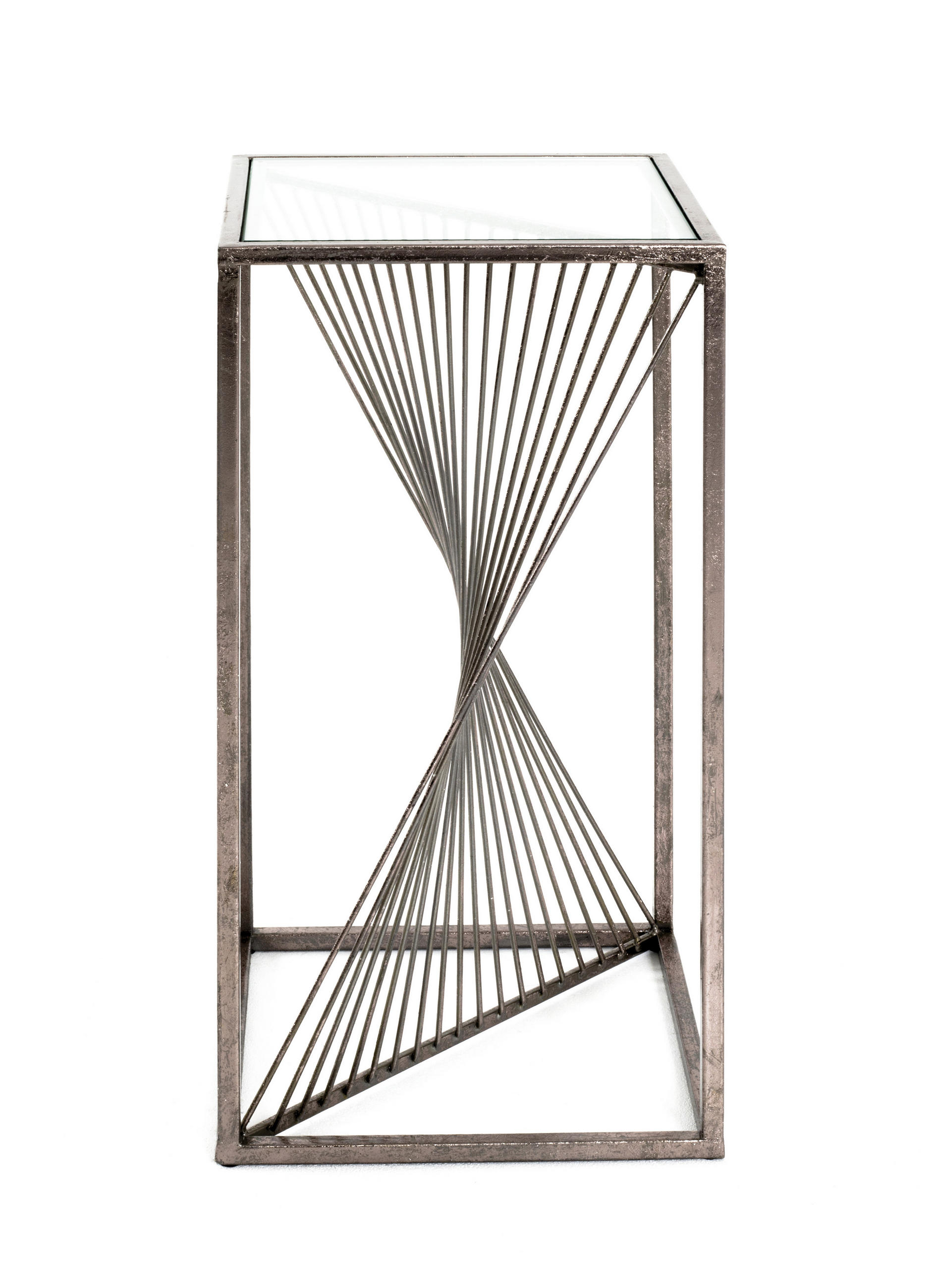 ODKLÁDACÍ STOLEK, bronzová - bronzová, Moderní, kov/sklo (30/30/60cm)