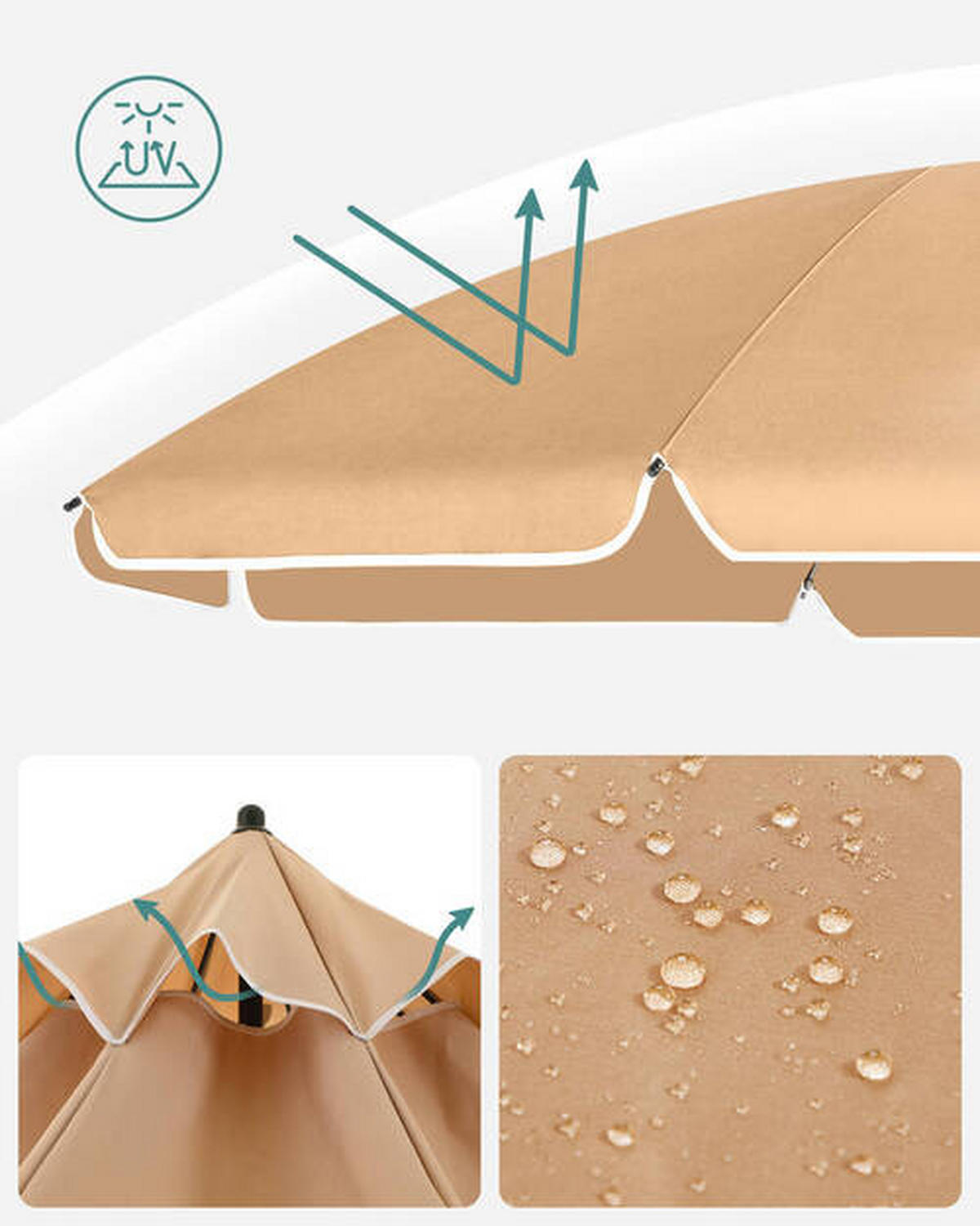 SONNENSCHIRM 160 cm Taupe  - Taupe/Schwarz, Basics, Textil/Metall (160/160cm) - Modante