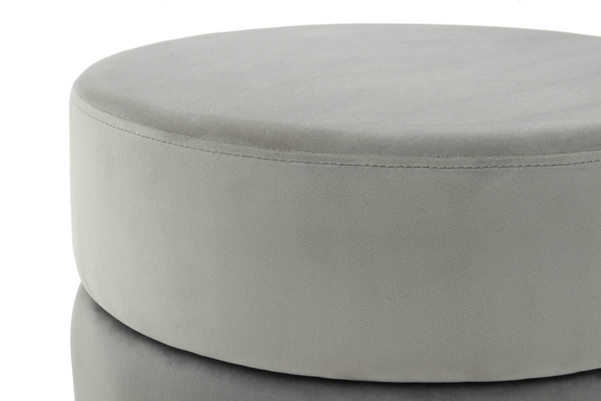 HOCKER Samt Grau, Goldfarben  - Goldfarben/Grau, Basics, Textil/Metall (48,5/46/48,5cm) - Kayoom