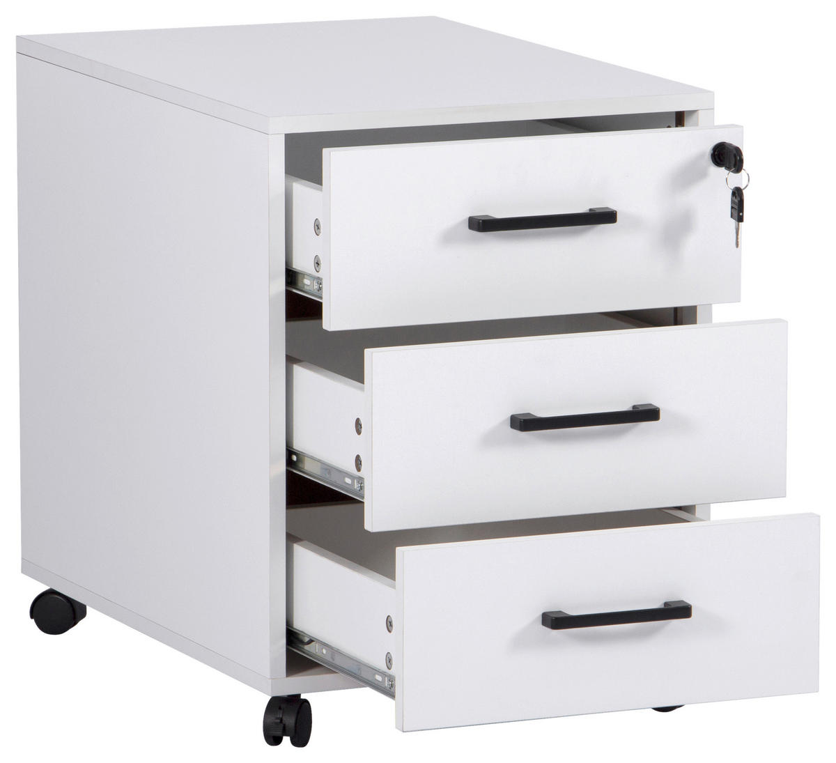 ROLLCONTAINER 43/56/60 cm  - Schwarz/Weiß, MODERN, Holzwerkstoff/Kunststoff (43/56/60cm) - Livetastic