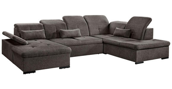 WOHNLANDSCHAFT Schwarz Chenille  - Schwarz/Grau, KONVENTIONELL, Kunststoff/Textil (240/340/188cm) - Carryhome