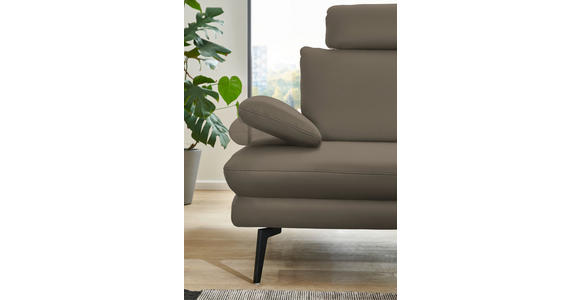 ECKSOFA in Echtleder Greige 310/180 cm - Greige/Schwarz, Design, Leder/Metall (310/180cm) - Dieter Knoll