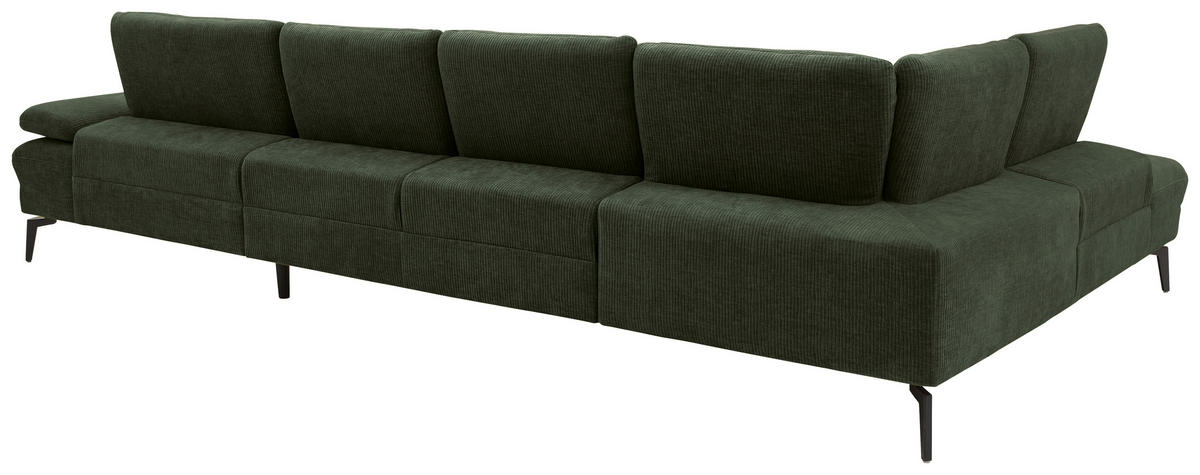 WOHNLANDSCHAFT in Webstoff Olivgrün  - Schwarz/Olivgrün, Design, Textil/Metall (208/354/157cm) - Dieter Knoll