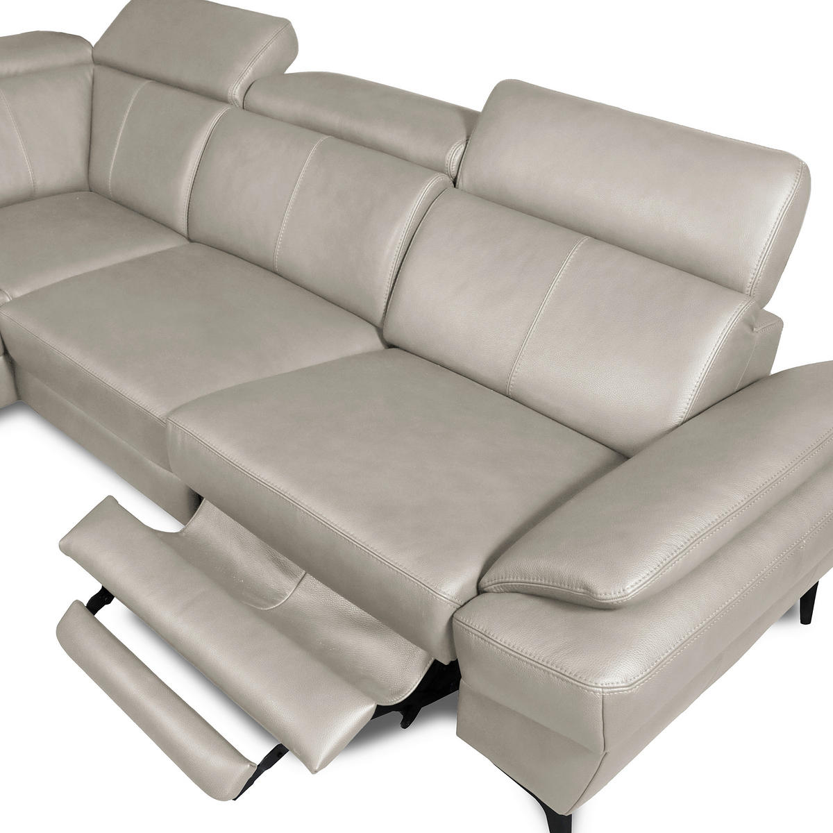 ECKSOFA  in Lederlook Echtleder Platinfarben  211/264 cm  - Platinfarben/Schwarz, Design, Leder/Textil (211/264cm) - Livetastic