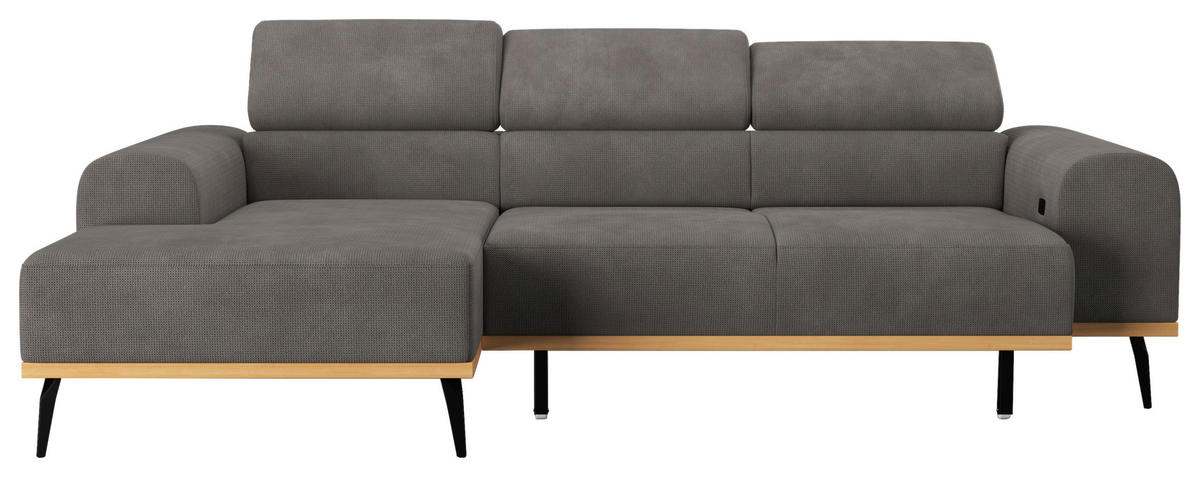 ECKSOFA in Chenille Dunkelgrau  157/244 cm  - Dunkelgrau/Schwarz, KONVENTIONELL, Textil/Metall (157/244cm) - Cotta
