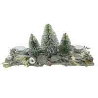 KERZENHALTER - Waldgrün/Weiß, LIFESTYLE, Glas/Naturmaterialien (40/10/16cm) - X-Mas