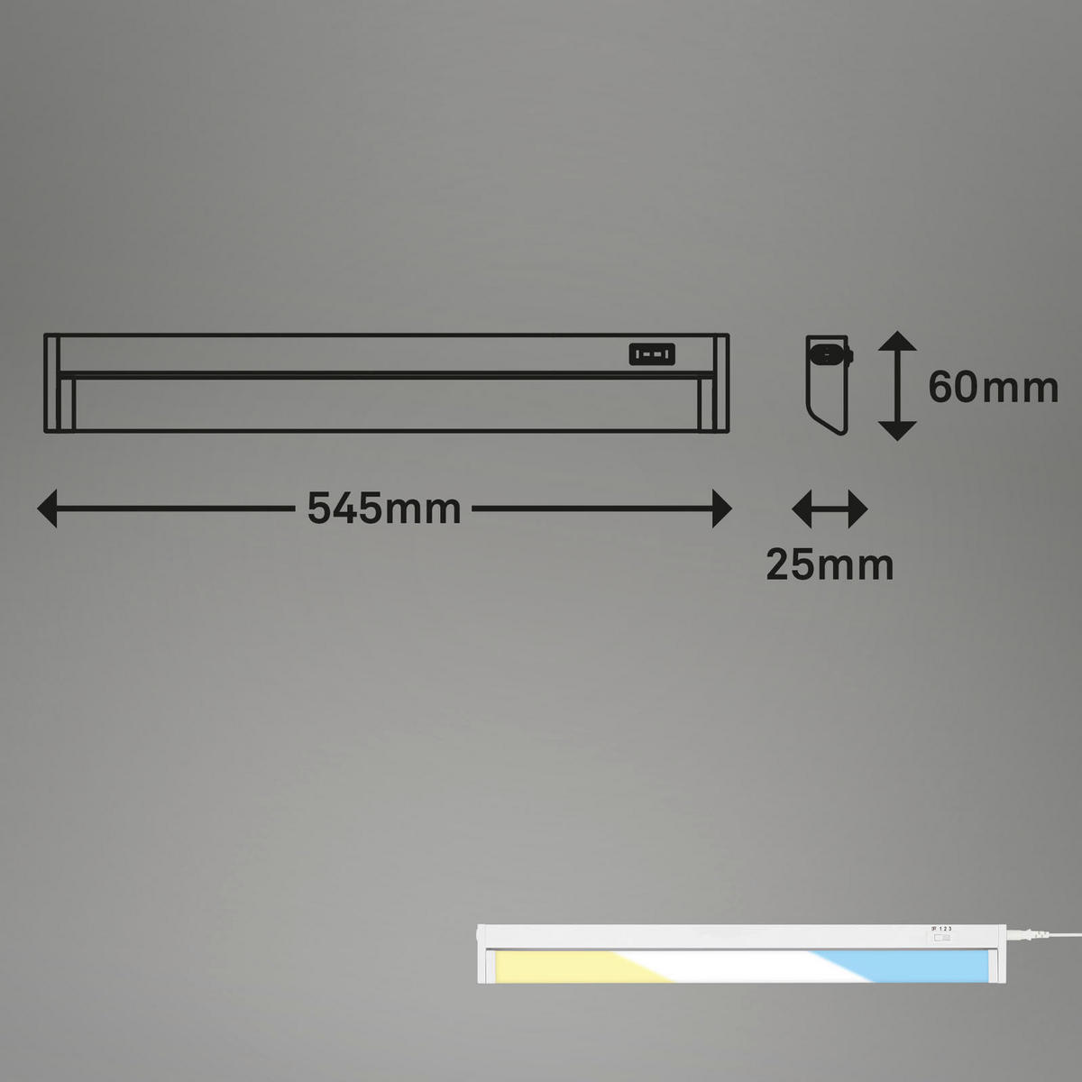 PULTMEGVILÁGÍTÓ LÁMPA LED izzó  - fehér, Basics, műanyag (54,5/6/2,5cm)