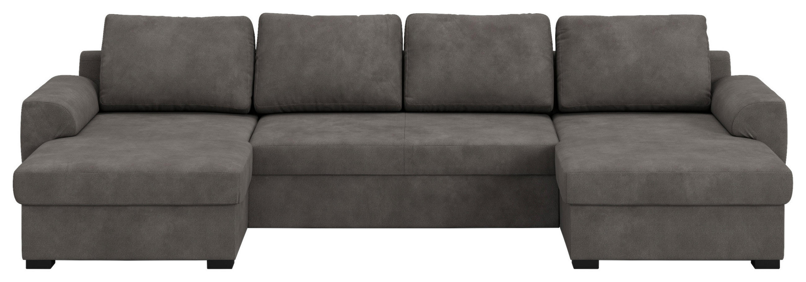 WOHNLANDSCHAFT Grau Mikrofaser  - Schwarz/Grau, Trend, Kunststoff/Textil (154/327/86cm) - MID.YOU