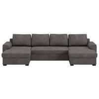 WOHNLANDSCHAFT Grau Mikrofaser  - Schwarz/Grau, Trend, Kunststoff/Textil (154/327/86cm) - MID.YOU