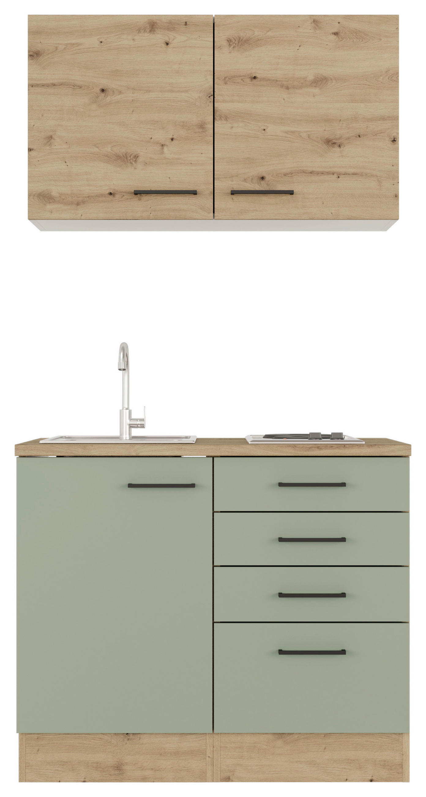 MINIKUCHYNĚ CARA 100 - černá/zelená, Moderní, kov/kompozitní dřevo (100cm) - FlexWell