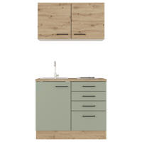 MINIKUCHYNĚ CARA 100 - černá/zelená, Moderní, kov/kompozitní dřevo (100cm) - FlexWell