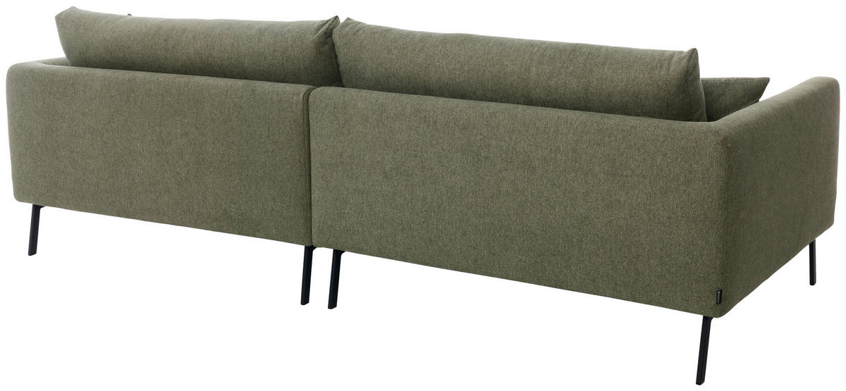 ECKSOFA Ottomane rechts  Dunkelgrün Flachgewebe  - Dunkelgrün/Schwarz, Design, Textil/Metall (267/175cm) - Musterring