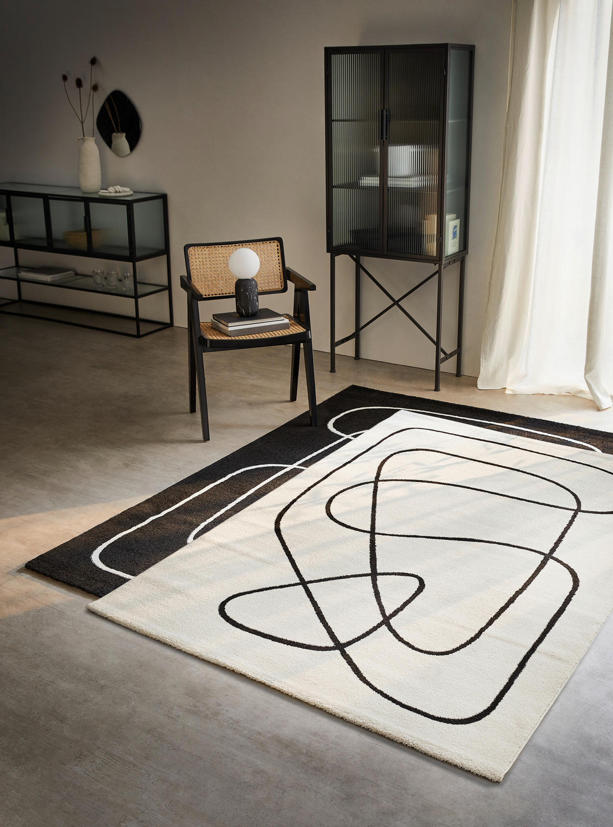 WEBTEPPICH 133/200 cm Artist Schwarz, Weiß  - Schwarz/Weiß, Design, Textil (133/200cm) - Esprit