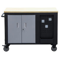 WERKSTATTWAGEN 115/88,6/74 cm  - Silberfarben/Schwarz, Basics, Holz/Metall (115/88,6/74cm)